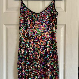 Oleg Cassini Black Sequin Dress